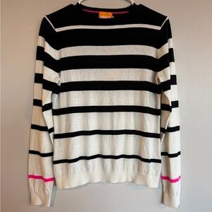 WISPR Striped Silk Cotton Blend Crewneck Sweater Black White Pink Small NWT